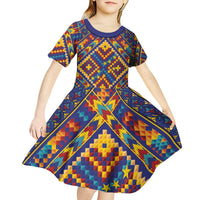 Kolose-Tuvalu Crochet Kid Short Sleeve Dress with Polynesian and Pacific Tattoos LT03 - Polynesian Pride