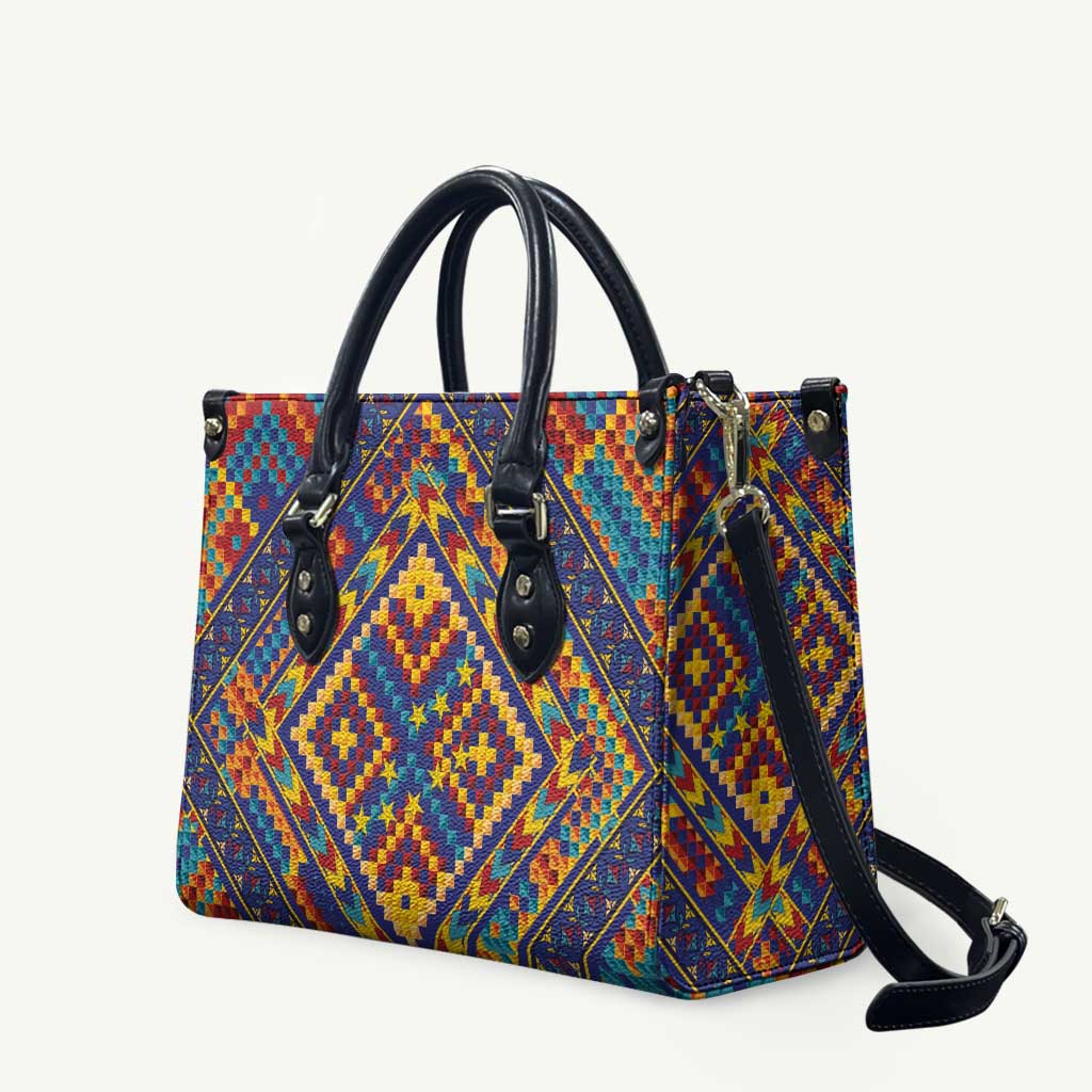 Kolose-Tuvalu Crochet Leather Bag with Polynesian and Pacific Tattoos LT03 Navy - Polynesian Pride