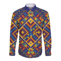 Kolose-Tuvalu Crochet Long Sleeve Button Shirt with Polynesian and Pacific Tattoos LT03 Unisex Navy - Polynesian Pride