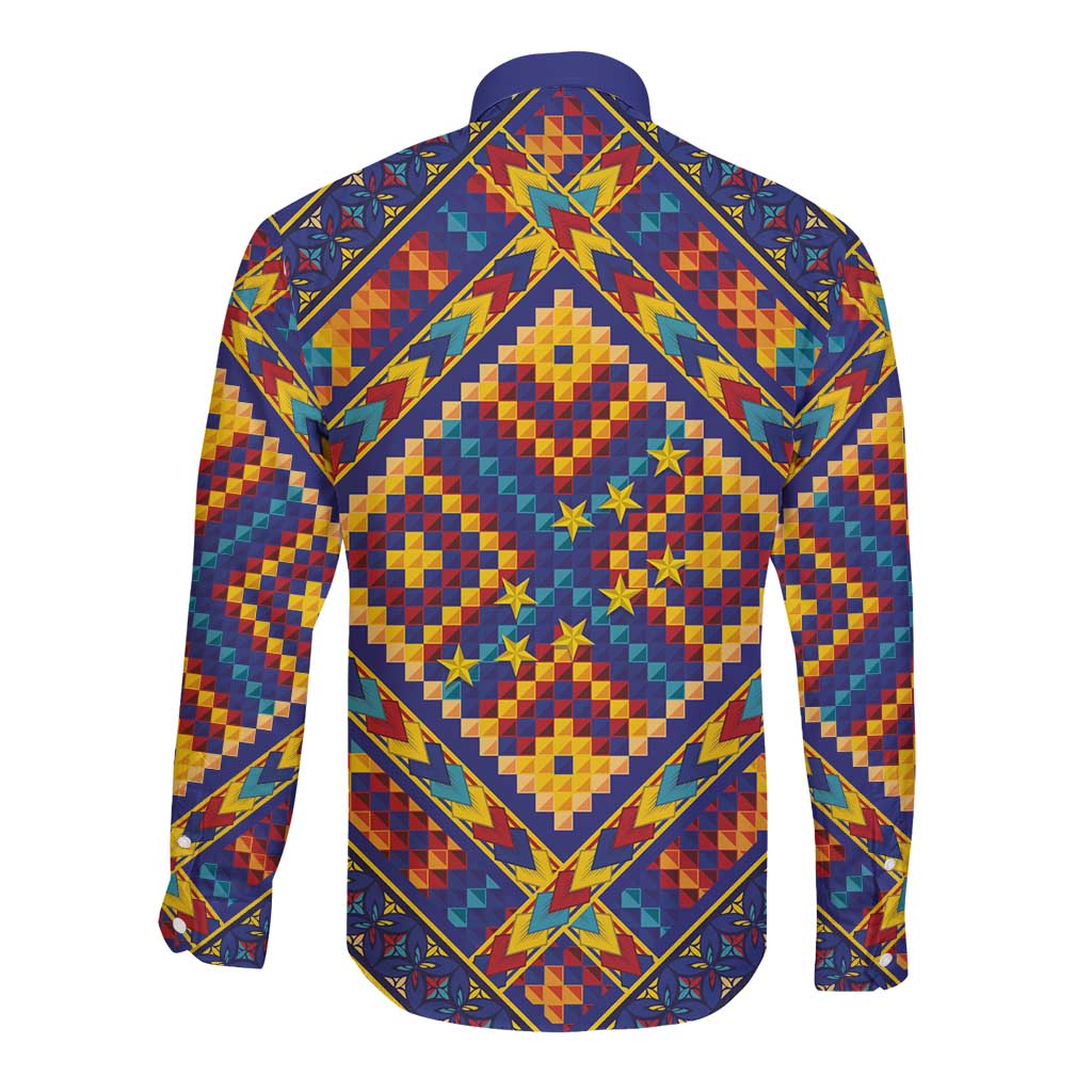 Kolose-Tuvalu Crochet Long Sleeve Button Shirt with Polynesian and Pacific Tattoos LT03 - Polynesian Pride