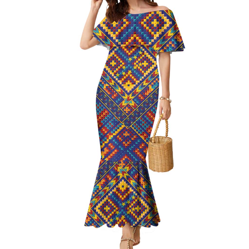 Kolose-Tuvalu Crochet Mermaid Dress with Polynesian and Pacific Tattoos LT03 Women Navy - Polynesian Pride