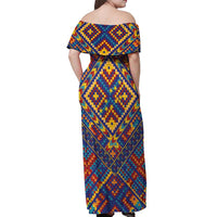 Kolose-Tuvalu Crochet Off Shoulder Maxi Dress with Polynesian and Pacific Tattoos LT03 - Polynesian Pride