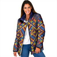 Kolose-Tuvalu Crochet Padded Jacket with Polynesian and Pacific Tattoos LT03 Women Navy - Polynesian Pride