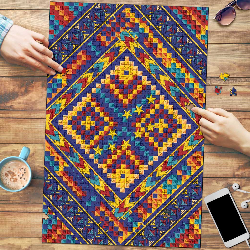 Kolose-Tuvalu Crochet Puzzle with Polynesian and Pacific Tattoos LT03 Navy - Polynesian Pride