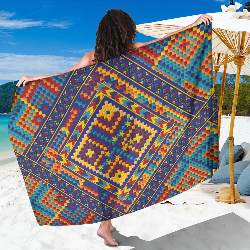 Kolose-Tuvalu Crochet Sarong with Polynesian and Pacific Tattoos LT03 One Size 44 x 66 inches Navy - Polynesian Pride