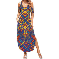 Kolose-Tuvalu Crochet Summer Maxi Dress with Polynesian and Pacific Tattoos LT03 Women Navy - Polynesian Pride