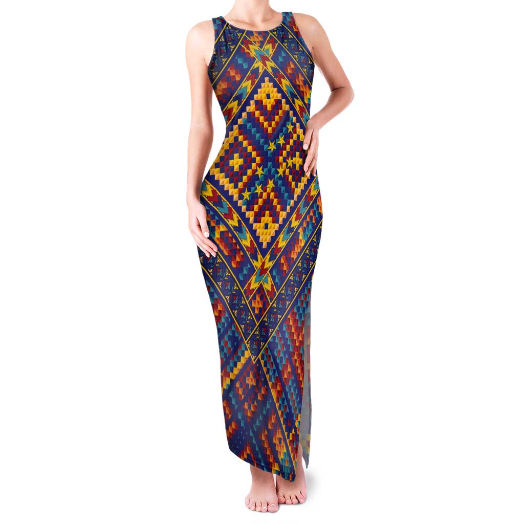 Kolose-Tuvalu Crochet Tank Maxi Dress with Polynesian and Pacific Tattoos LT03 Women Navy - Polynesian Pride
