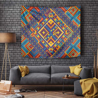 Kolose-Tuvalu Crochet Tapestry with Polynesian and Pacific Tattoos LT03 Navy - Polynesian Pride