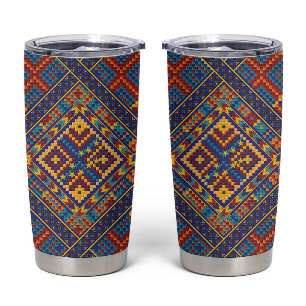 Kolose-Tuvalu Crochet Tumbler Cup with Polynesian and Pacific Tattoos LT03 Navy - Polynesian Pride