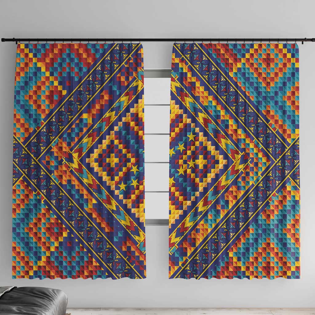 Kolose-Tuvalu Crochet Window Curtain with Polynesian and Pacific Tattoos LT03 With Hooks Navy - Polynesian Pride