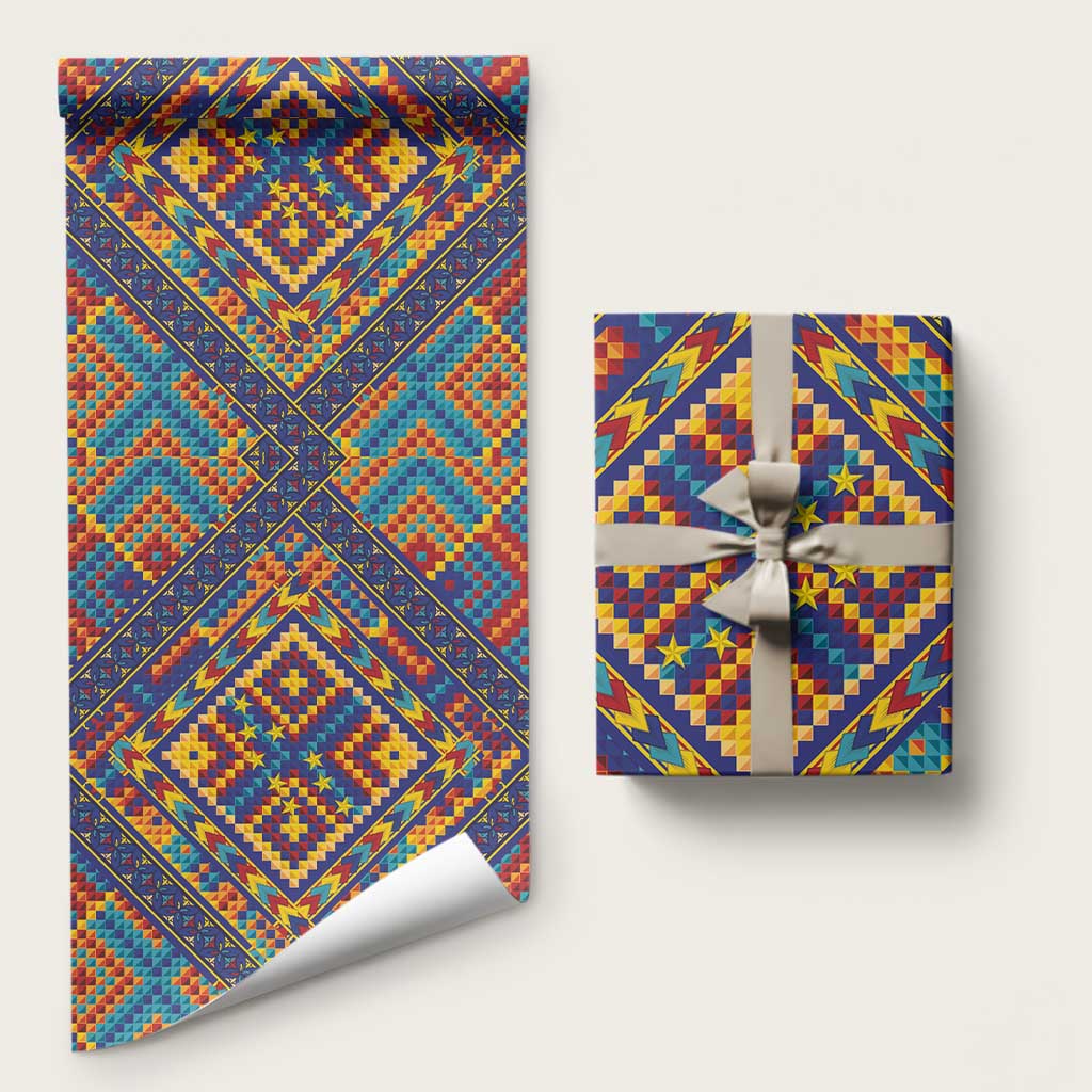 Kolose-Tuvalu Crochet Wrapping Paper with Polynesian and Pacific Tattoos LT03 58" × 23" Navy - Polynesian Pride