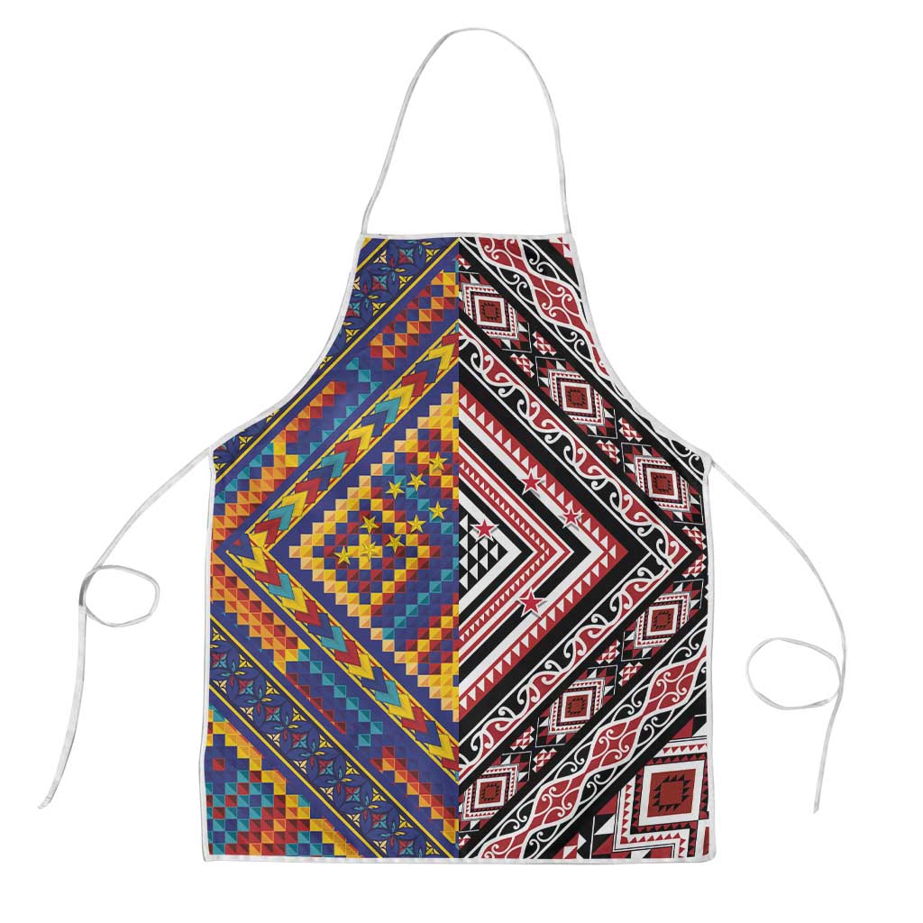 Tuvaluan and New Zealand Culture Apron The Art of Kolose and Taniko LT03 Navy - Polynesian Pride