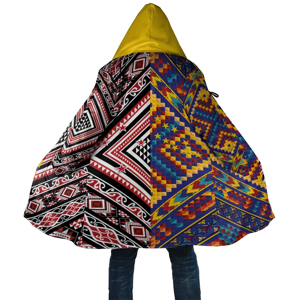 Tuvaluan and New Zealand Culture Cloak The Art of Kolose and Taniko LT03 Unisex Navy - Polynesian Pride