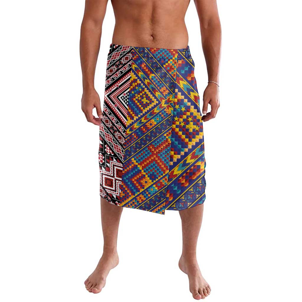 Tuvaluan and New Zealand Culture Lavalava The Art of Kolose and Taniko LT03 Navy - Polynesian Pride