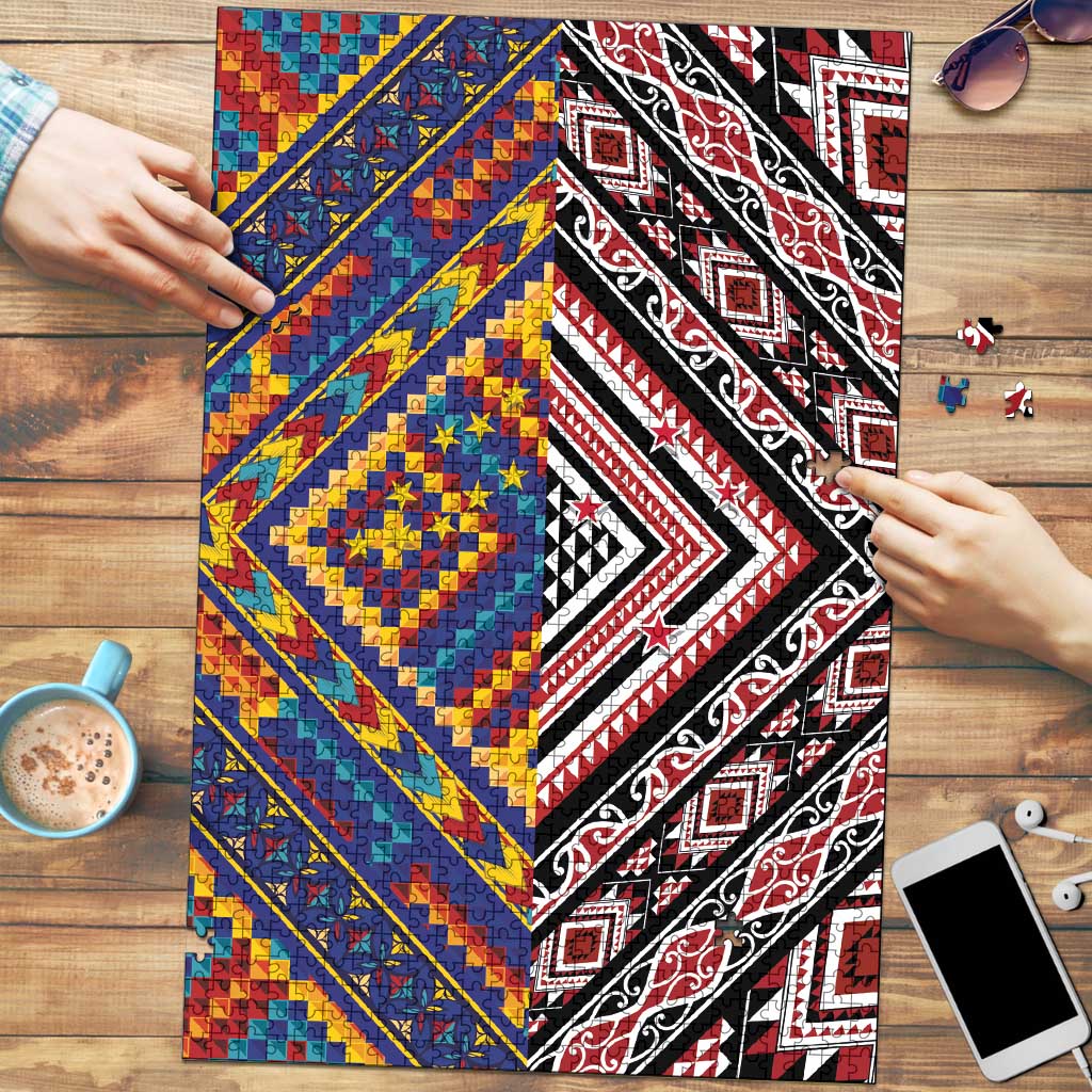 Tuvaluan and New Zealand Culture Puzzle The Art of Kolose and Taniko LT03 Navy - Polynesian Pride