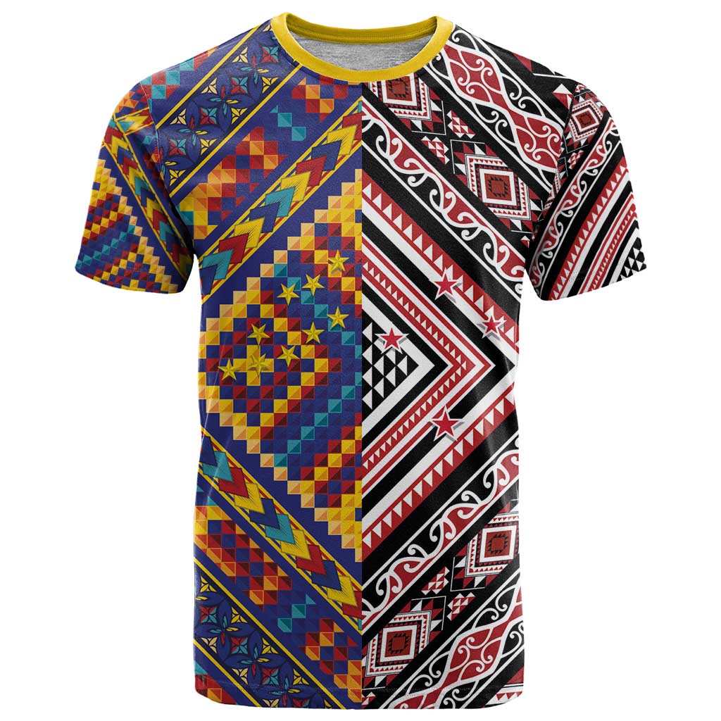 Tuvaluan and New Zealand Culture T Shirt The Art of Kolose and Taniko LT03 Navy - Polynesian Pride