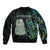 New Zealand Sleeve Zip Bomber Jacket Silver Fern and Hei Tiki with Papua Shell Maori Tribal LT03 - Polynesian Pride