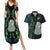 Custom New Zealand Couples Matching Summer Maxi Dress and Hawaiian Shirt Silver Fern and Hei Tiki with Papua Shell Maori Tribal LT03 Black - Polynesian Pride