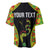 Personalised Vanuatu Running Baseball Jersey Footprint and Hibiscus Polynesian Style