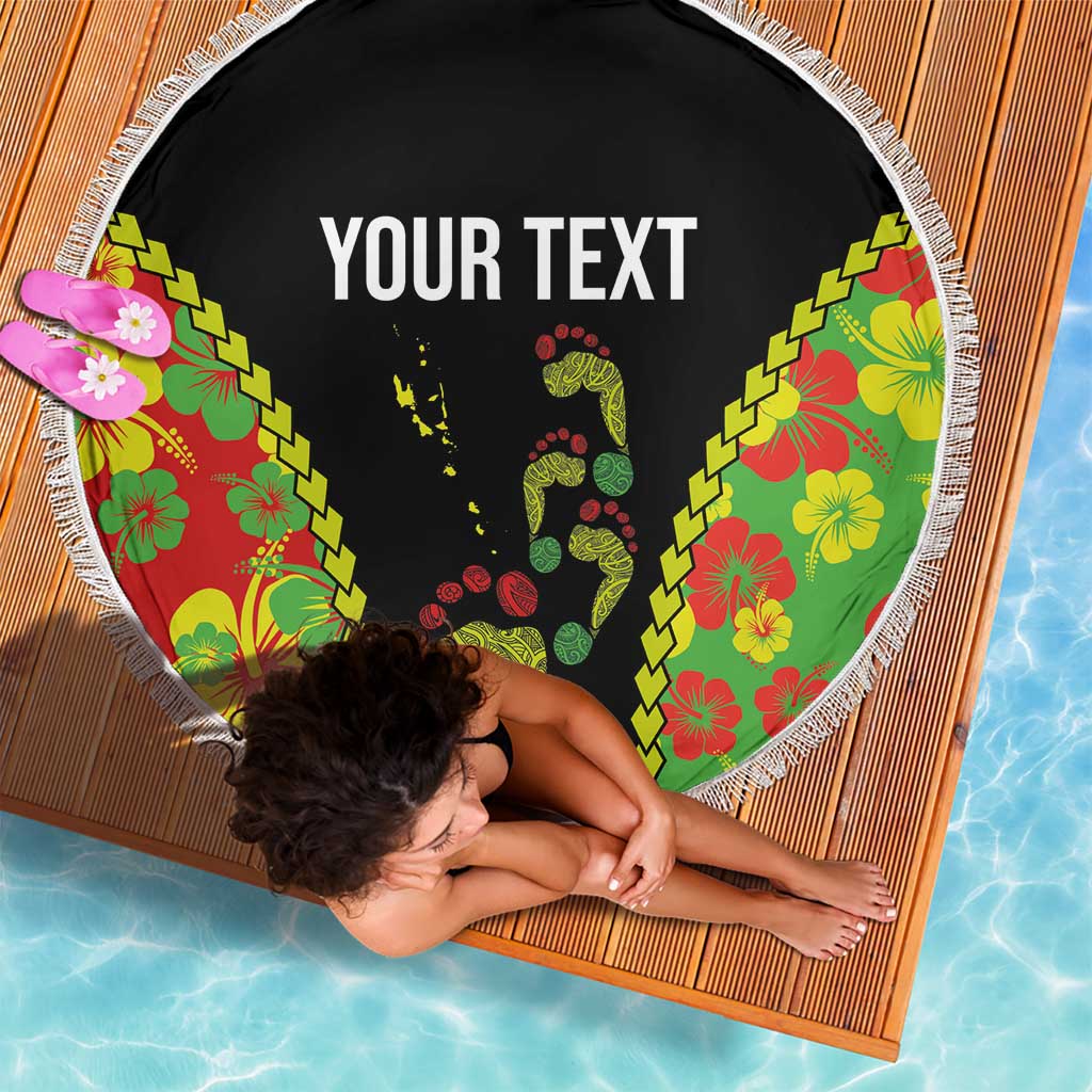 Personalised Vanuatu Running Beach Blanket Footprint and Hibiscus Polynesian Style LT03 - Polynesian Pride