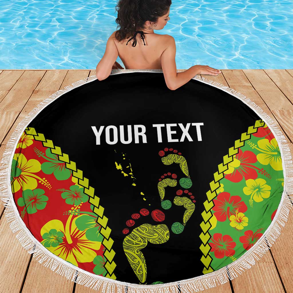 Personalised Vanuatu Running Beach Blanket Footprint and Hibiscus Polynesian Style LT03 - Polynesian Pride