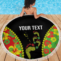 Personalised Vanuatu Running Beach Blanket Footprint and Hibiscus Polynesian Style LT03 - Polynesian Pride