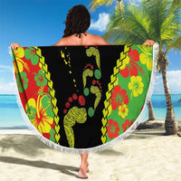 Personalised Vanuatu Running Beach Blanket Footprint and Hibiscus Polynesian Style LT03 - Polynesian Pride