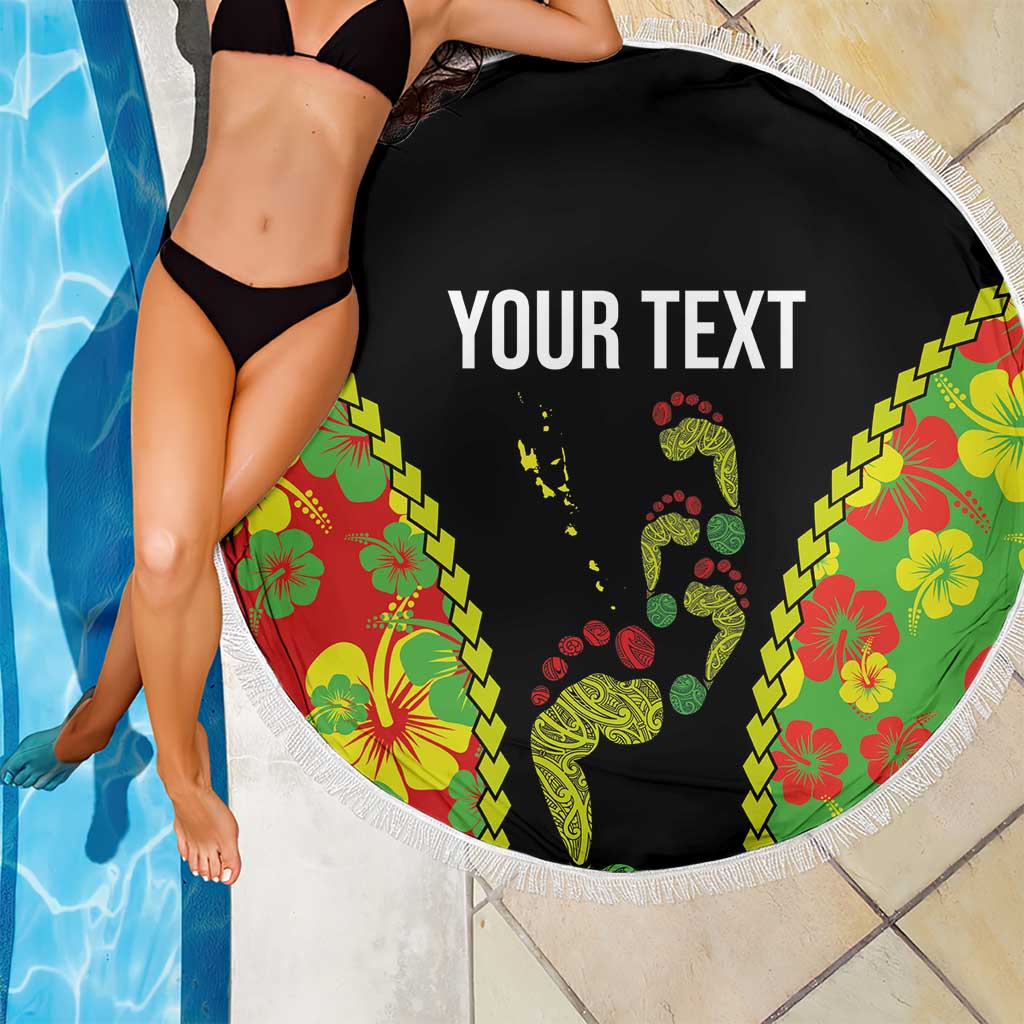 Personalised Vanuatu Running Beach Blanket Footprint and Hibiscus Polynesian Style LT03 - Polynesian Pride