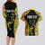 Personalised Vanuatu Running Couples Matching Long Sleeve Bodycon Dress and Hawaiian Shirt Footprint and Hibiscus Polynesian Style