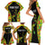 Personalised Vanuatu Running Family Matching Short Sleeve Bodycon Dress and Hawaiian Shirt Footprint and Hibiscus Polynesian Style