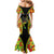 Personalised Vanuatu Running Mermaid Dress Footprint and Hibiscus Polynesian Style