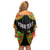 Personalised Vanuatu Running Off Shoulder Short Dress Footprint and Hibiscus Polynesian Style