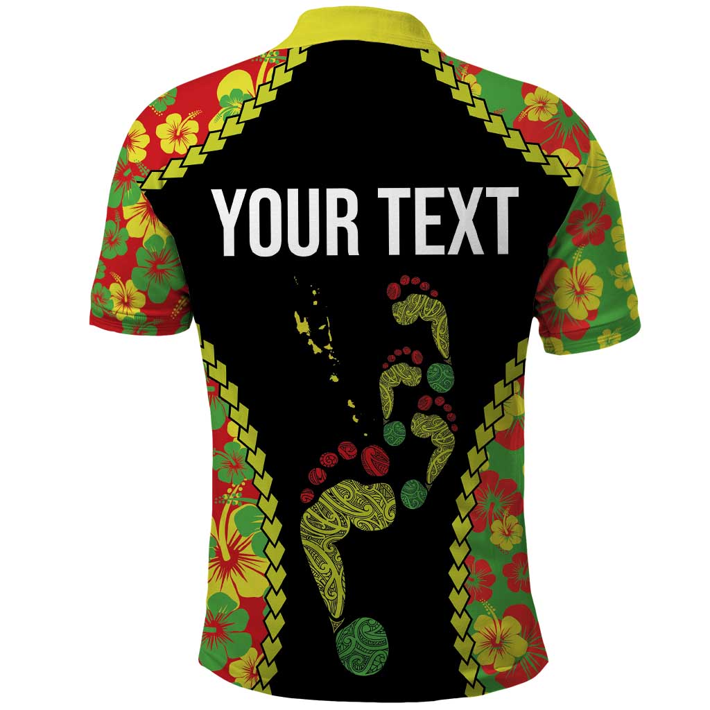 Personalised Vanuatu Running Polo Shirt Footprint and Hibiscus Polynesian Style LT03 - Polynesian Pride