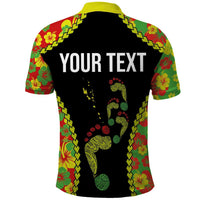 Personalised Vanuatu Running Polo Shirt Footprint and Hibiscus Polynesian Style LT03 - Polynesian Pride