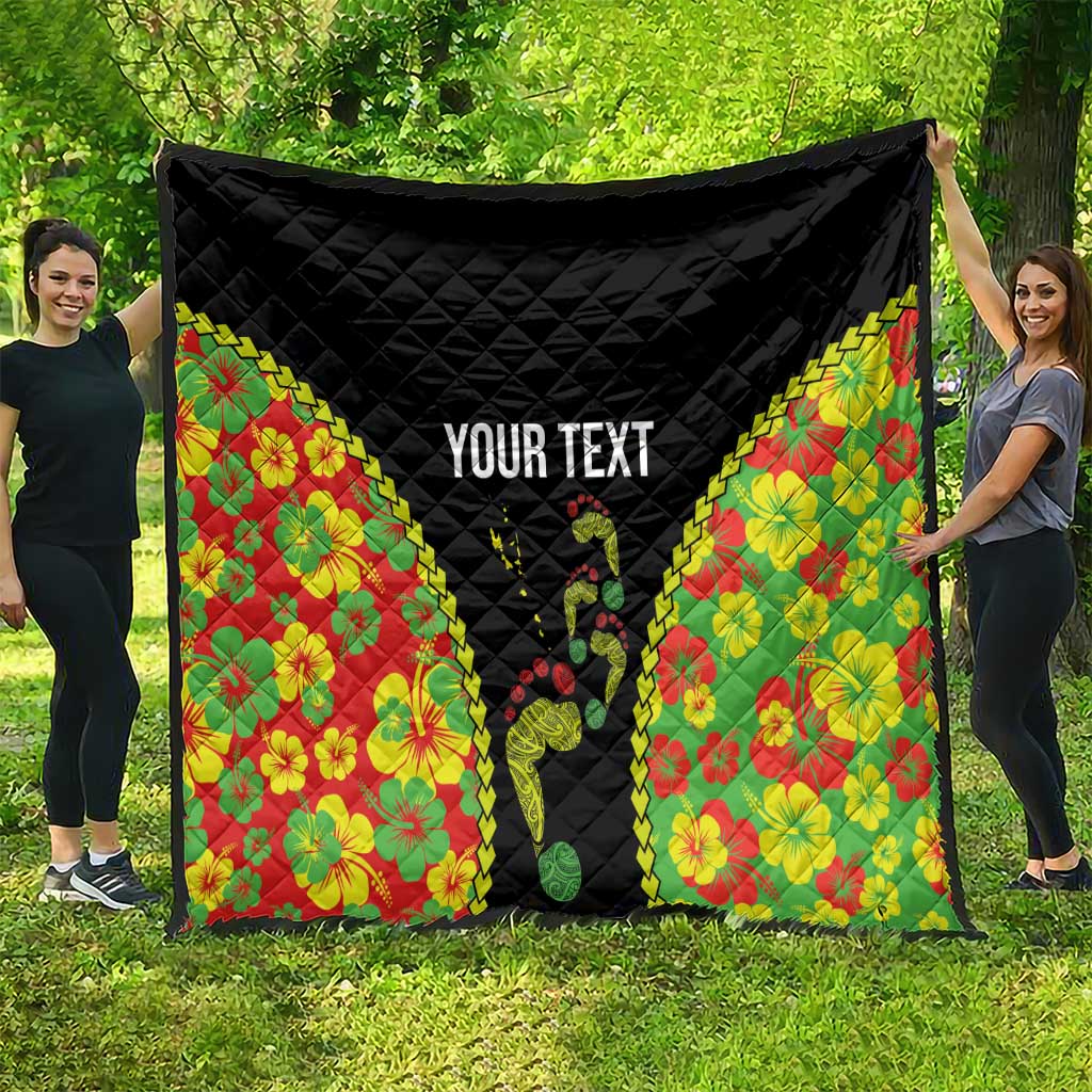 Personalised Vanuatu Running Quilt Footprint and Hibiscus Polynesian Style LT03 - Polynesian Pride
