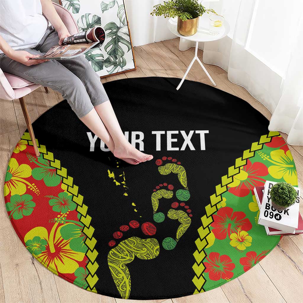 Personalised Vanuatu Running Round Carpet Footprint and Hibiscus Polynesian Style LT03 - Polynesian Pride