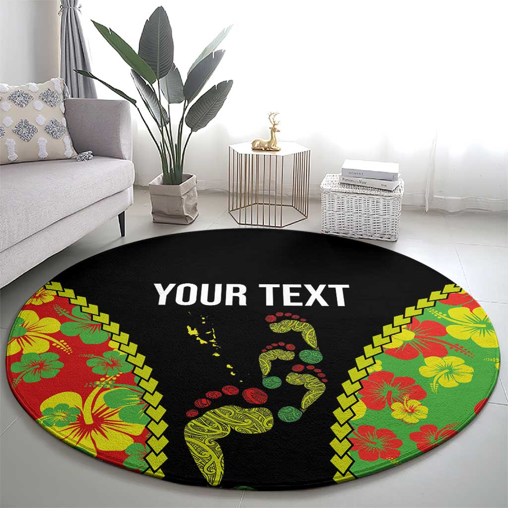 Personalised Vanuatu Running Round Carpet Footprint and Hibiscus Polynesian Style LT03 - Polynesian Pride