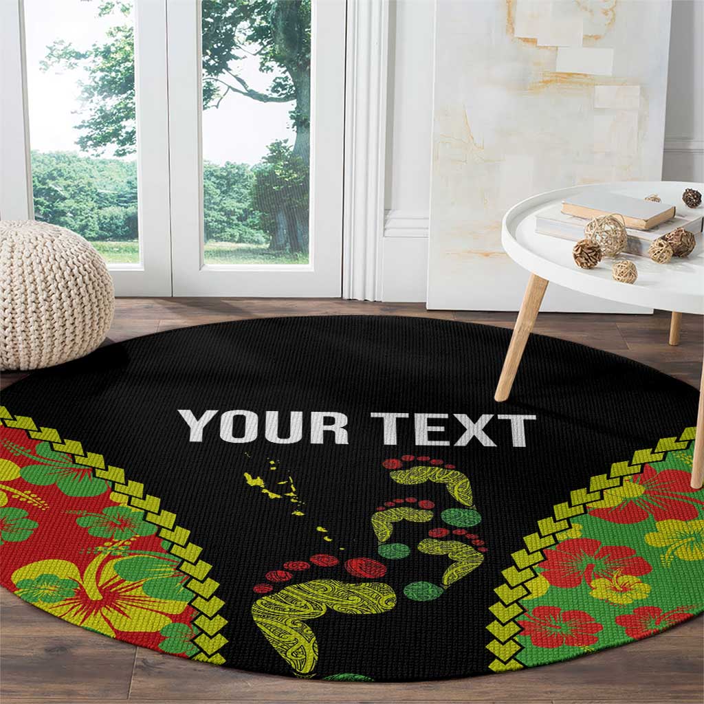 Personalised Vanuatu Running Round Carpet Footprint and Hibiscus Polynesian Style LT03 - Polynesian Pride