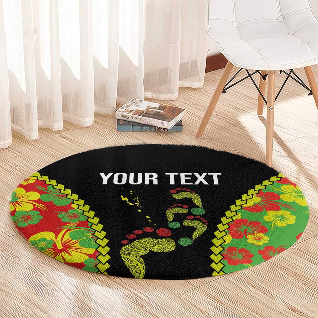 Personalised Vanuatu Running Round Carpet Footprint and Hibiscus Polynesian Style LT03 - Polynesian Pride