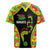 Personalised Vanuatu Running Rugby Jersey Footprint and Hibiscus Polynesian Style