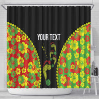 Personalised Vanuatu Running Shower Curtain Footprint and Hibiscus Polynesian Style LT03 - Polynesian Pride