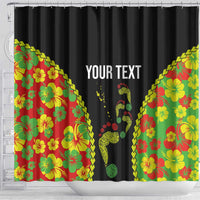 Personalised Vanuatu Running Shower Curtain Footprint and Hibiscus Polynesian Style LT03 - Polynesian Pride