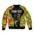 Personalised Vanuatu Running Sleeve Zip Bomber Jacket Footprint and Hibiscus Polynesian Style