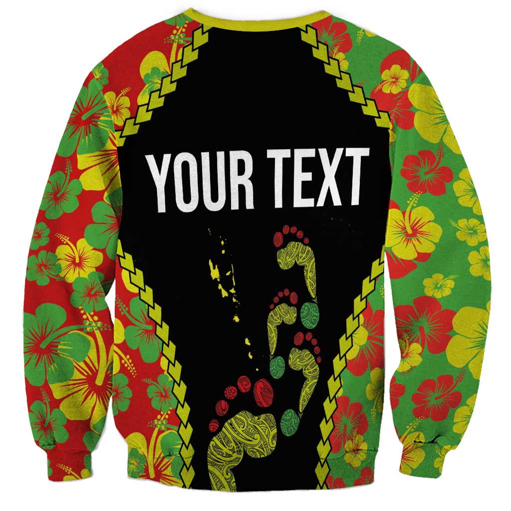 Personalised Vanuatu Running Sweatshirt Footprint and Hibiscus Polynesian Style LT03 - Polynesian Pride