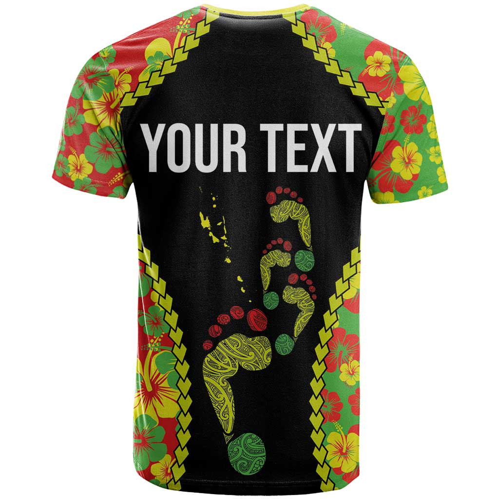 Personalised Vanuatu Running T Shirt Footprint and Hibiscus Polynesian Style LT03 - Polynesian Pride