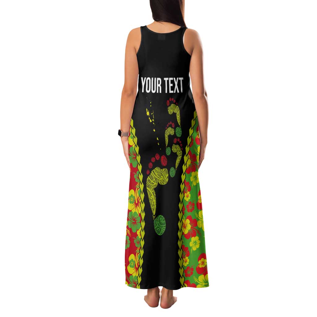 Personalised Vanuatu Running Tank Maxi Dress Footprint and Hibiscus Polynesian Style LT03 - Polynesian Pride