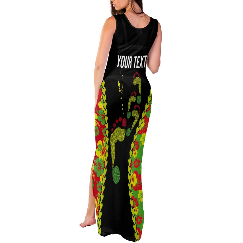 Personalised Vanuatu Running Tank Maxi Dress Footprint and Hibiscus Polynesian Style LT03 - Polynesian Pride