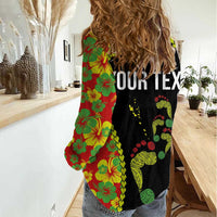 Personalised Vanuatu Running Women Casual Shirt Footprint and Hibiscus Polynesian Style LT03 - Polynesian Pride
