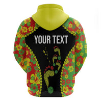 Personalised Vanuatu Running Zip Hoodie Footprint and Hibiscus Polynesian Style LT03 - Polynesian Pride