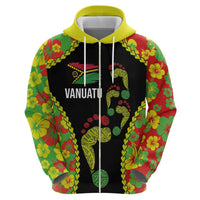 Personalised Vanuatu Running Zip Hoodie Footprint and Hibiscus Polynesian Style LT03 - Polynesian Pride